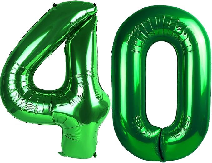 40 Inch Green Number 40 Digital Balloon,Jumbo Mylar Foil Helium Balloon for 40 Balloons for Birthday Party,Wedding Anniversary Party Decorations