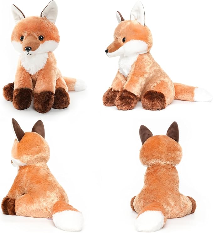Cute Red Fox Stuffed Animal Plush Toy with Big Soft Tail for Kids Boys Girls Birthday Bedtime Gift, 13 inches