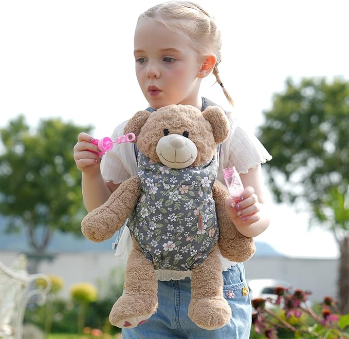 GAGAKU Baby Doll Carrier for Toddlers, Kids Toy Reborn Dolls Carrier for Little Girls, Baby Dolls Accessories - Gray - Leaf