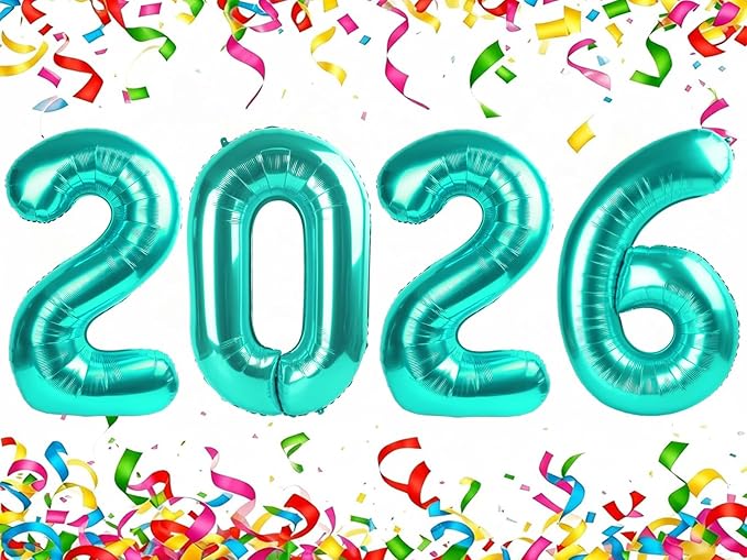 40 Inch Teal Blue 2026 Balloon Numbers,2026 Teal Blue New Years Eve Party Supplies,2026 Balloons Decorations for Happy New Year,Graduation Parties