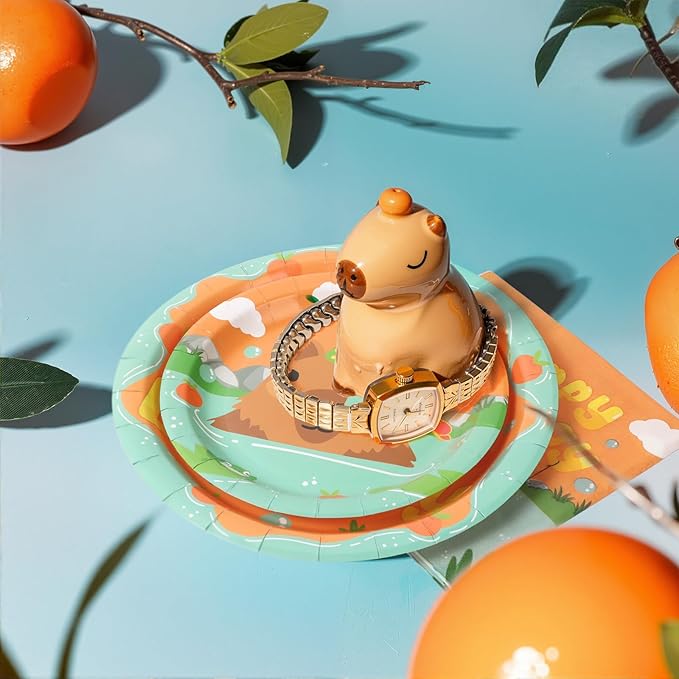 96Pcs Capybara Birthday Party Decorations, Cute Cartoon Capybara Paper Plates and Napkins, Cups Party Supplies Baby Shower Kids Birthday Party Supplies, Serves 24