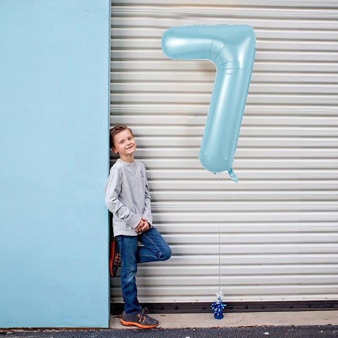 Light Blue Number 6 Balloon for Kids 6th Birthday, 40 Inch Large Pearl Baby Blue Number Foil Balloon, Mylar Self Inflating Helium 6 Balloon for Boys Men Birthday Party Anniversary Decorations Supplies