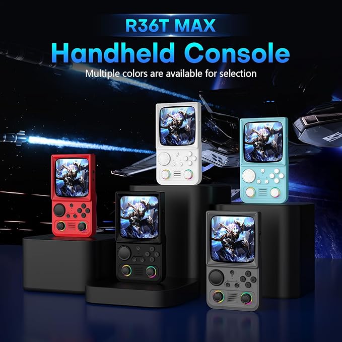 R36TMAX Retro Handheld Game Console, Retro Gaming Console with 4.0 Inch 720x720 IPS Screen, Portable Handheld Linux System, 4000mAh Battery (Classic Black-64GB)