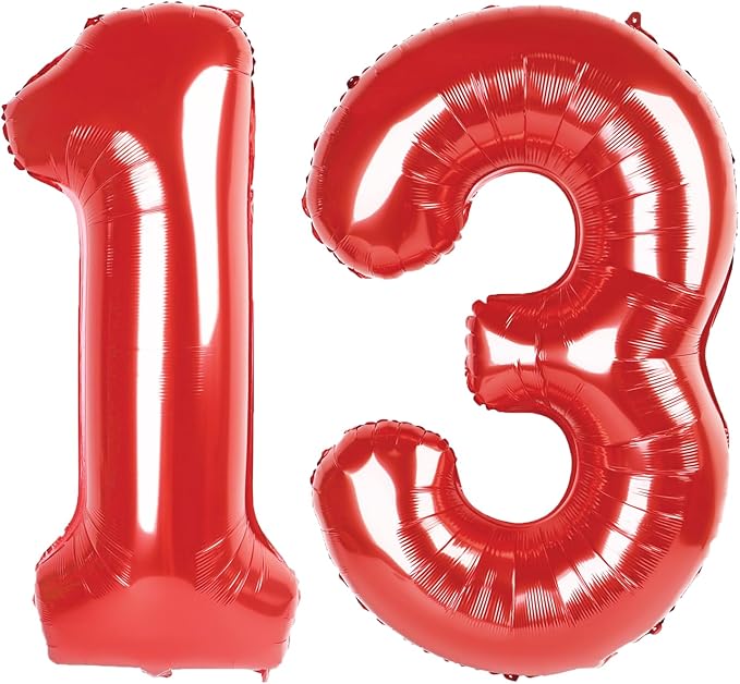 40 Inch Red Number 13 Digital Balloon,Jumbo Mylar Foil Helium Balloon for 13 Balloons for Birthday Party,Wedding Anniversary Party Decorations