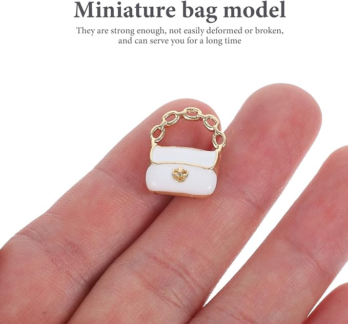 3Pcs Miniature Handbag Doll House Bags Decorate Doll Handbag Miniature Bag Model Mini Packet Chain Wallet Purse Spacer Charm Jewelry DIY Crafts Charm Tiny Purse