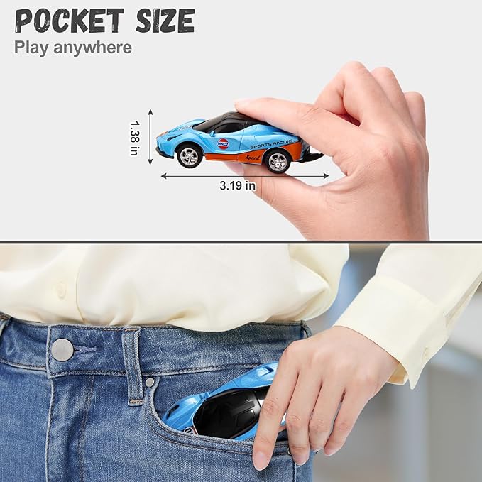 SASBSC 1/64 Mini Rc Car Toys for Boys Age 4-7 8-12, 2.4GHz Small App & Remote Control Cars with 3 Speed Modes for Kids Adults Rechargeable Desktop Toy Race Sports Car Gifts for Birthday (Blue)