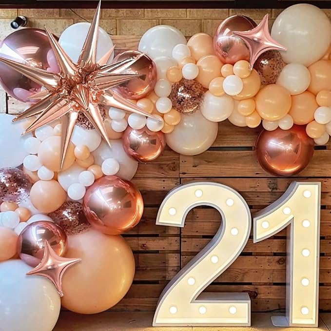 Rose Gold Star Foil 6pk Starburst & Spike Balloons for Weddings & Parties