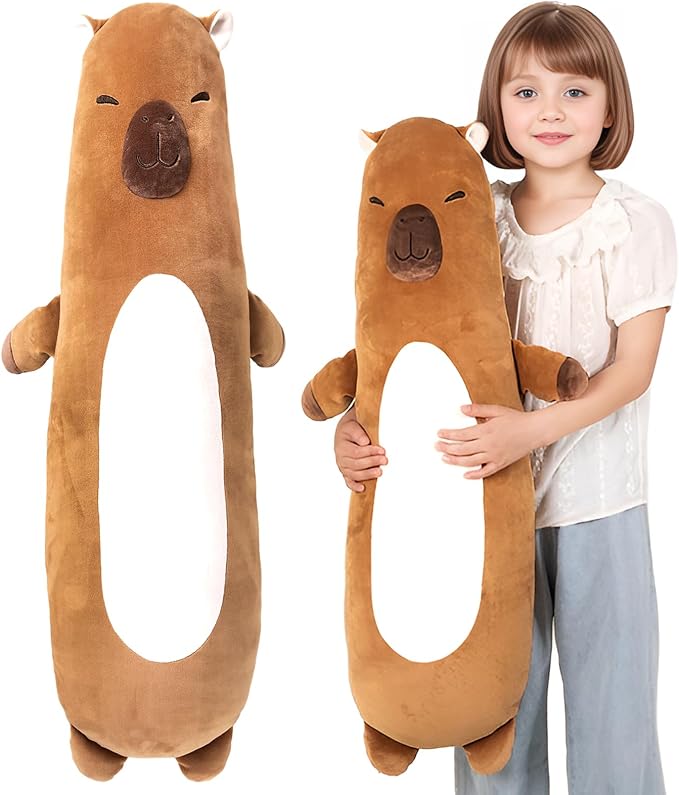 36 inch Capybara Stuffed Animals Long Plush Pillow Toy, Cute Giant Large Big Jumbo Soft Capybara Squishy Animal Plushies Gift Kids Boys and Girls, Birthday