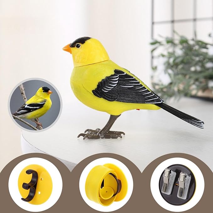 Electric Bird Toy, Realistic Singing & Chirping, Battery Operated, Light & Voice Control for Home Decoration