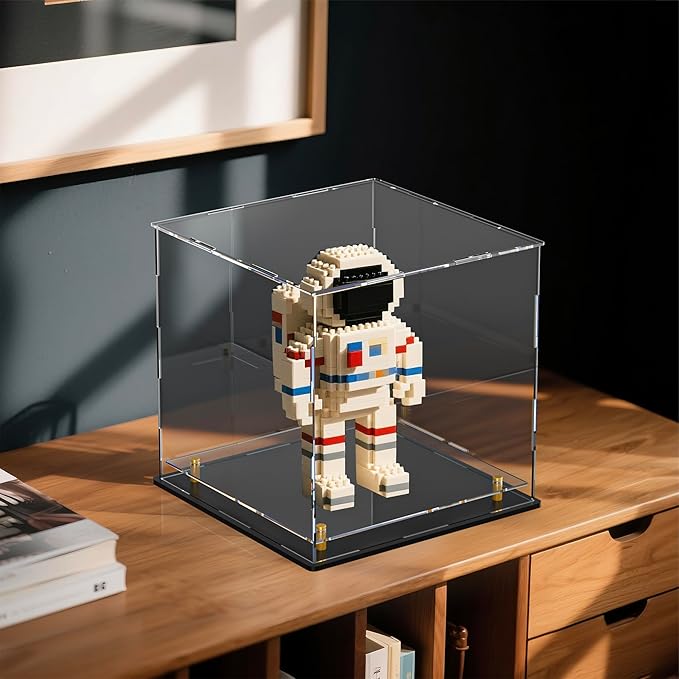 Acrylic Display Case with Floating Shelf & Thick Base – UV-Protected Collectible Showcase for Souvenirs, Figurines, and Memorabilia (8" Lx8 Wx8 H)