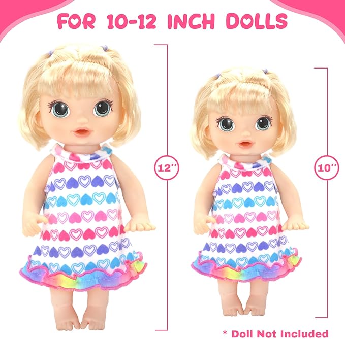 10 Set Alive Baby Doll Clothes, Doll Clothes and Accessories for 10-12 Inch Girl Dolls Outfits Include Cute Jumpsuit, Skirts
