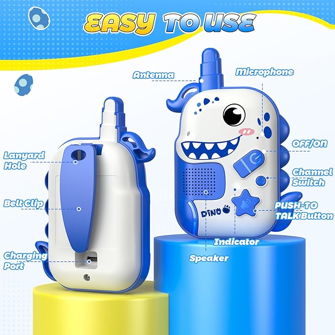 Rechargeable Walkie Talkies Toys for Kids: Dinosaur Toys Walkie Talkies for Kids 2 Pack Easter Birthday Gifts for 3 4 5 6 7 Year Old Girls Unicorn Toy Age 4-5 6-8 Years Old Basket Stuffers