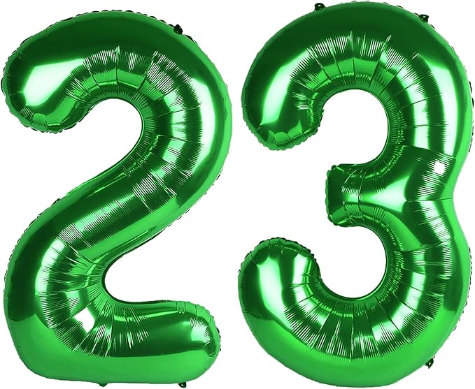 40 Inch Green Number 23 Digital Balloon,Jumbo Mylar Foil Helium Balloon for 23 Balloons for Birthday Party,Wedding Anniversary Party Decorations