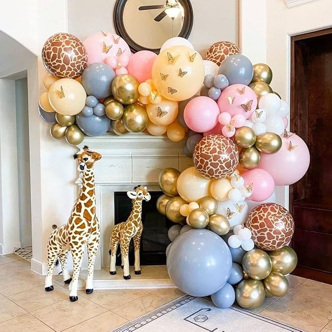 50pcs Giraffe Print Balloons, 12inch Animal Print Thick Latex Balloons for Safari Jungle Party Supplies Wild One Birthday Baby Shower Wildlife Theme Party Decoration