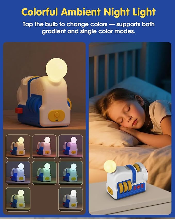Story Projection Machine with 4 Story Cards, Built-in Audio Player, 9 Sleep Sounds & Gradient Night Light, Gift Toy for Toddlers and Kids (Boys & Girls) Age 3+, Battery or USB Powered