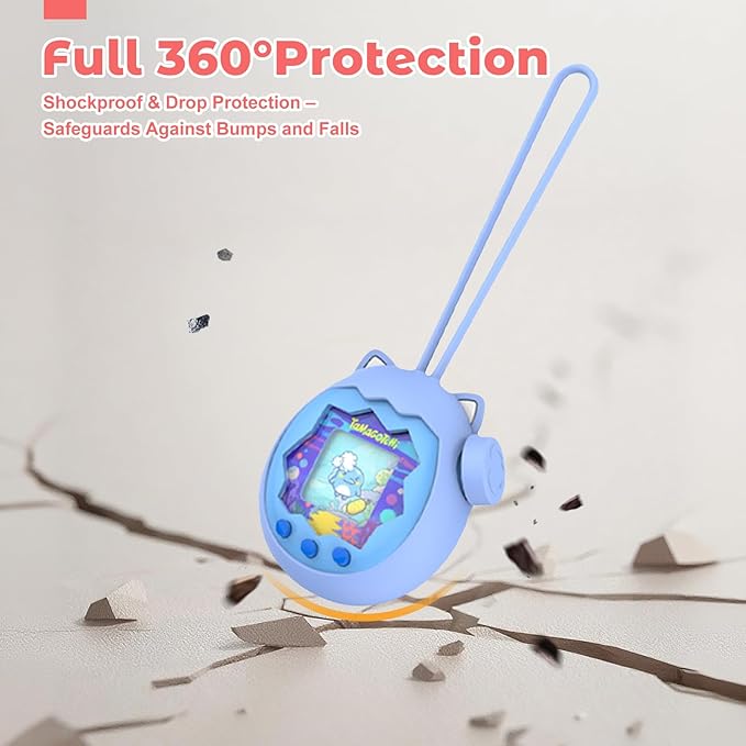 for Tamagotchi Paradise Silicone Case–Soft Protective Cover with Lanyard,Shockproof Dustproof Shell for Tamagotchi Electronic Pet Toy[Luminous Blue]
