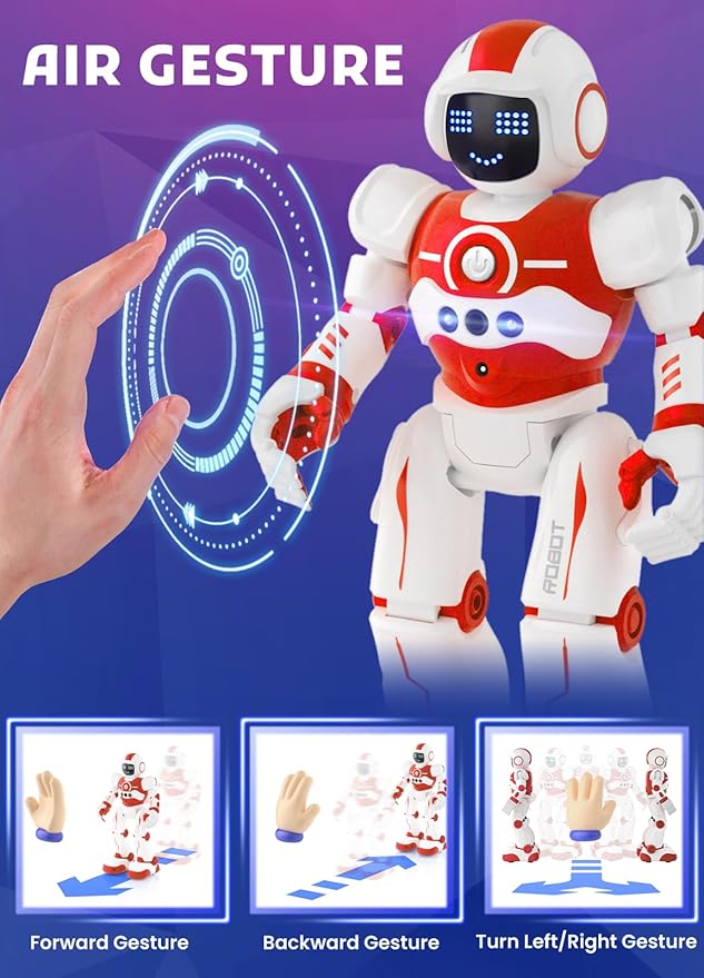 Robot Toys for Kids,Programmable Remote Control Smart Walking Dancing Robot Toy with Gesture & Sensing for Age 4 5 6 7 8 9 10 Year Old Boys Girls for Birthday Present,Red