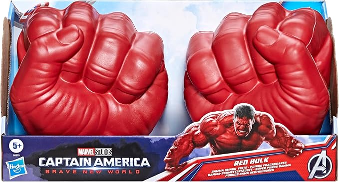 Marvel Avengers Captain America: Brave New World Red Hulk Gamma Smash Fists, Soft Foam Role Play Toy, Super Hero Toys for Kids Ages 5 and Up