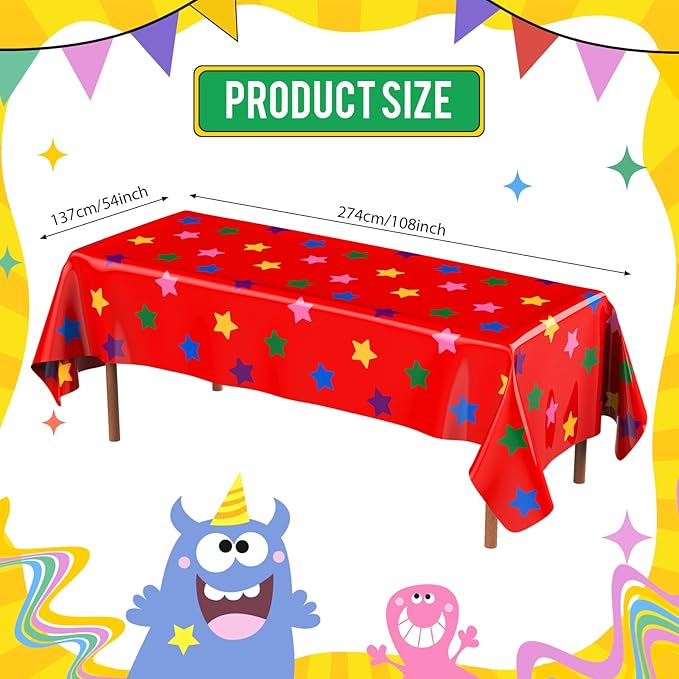 Oudain 2 Sheets Street Theme Birthday Party Decorations Cookie and Star Tablecloth 54 x 108 Inch Plastic Table Covers for Birthday Party Supplies
