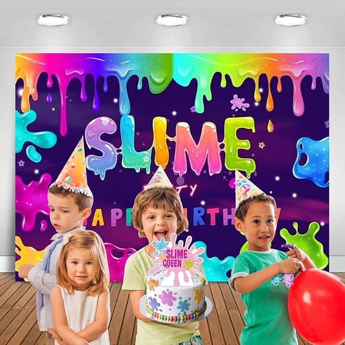 Slime Cupcake Toppers,Slime Queen Birthday Cake Topper, It's Slime Time Party Decorations Pink Slime Cake Topper Decorations for Slime Themed Birthday Party Supplies