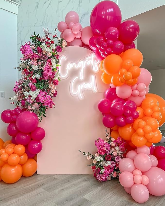 Pink Orange Rose Balloon Arch Garland Kit for Tropical Summer Bridal shower Birthday Aperol Spritz Love at First Spritz Bachelorette Party Decoration (Pink Orange Rose)