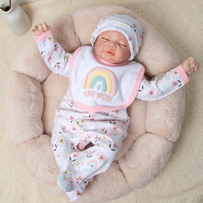 Reborn Baby Doll Clothes Girl Outfit Accessories 5 pcs Set for 17-22 Inch Reborn Dolls Newborn Baby Girl Doll Clothes
