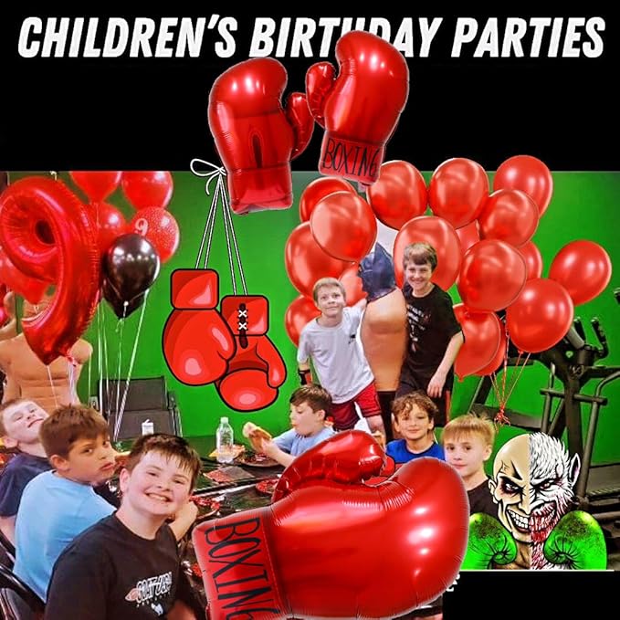 Boxing gloves balloons,boxing party decorations balloons,wrestling birthday party supplies balloon for youth boxing party decor/fight night party balloons
