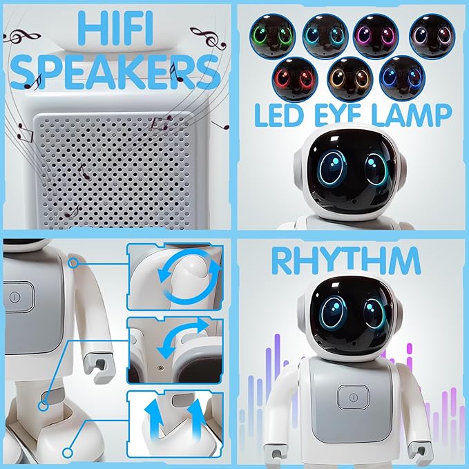 Gsou Dancing Robot Speaker Toys for Kids & Adults, Portable Dancing Bluetooth Speaker with LED Lights, Intimate Companion, Programmable Interactive Robot Toys with iOS & Android APP Remote