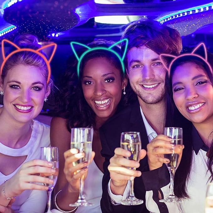 Glow in The Dark Party Supplies Cat Ear Crown Heads for Birthday Party Halloween Party