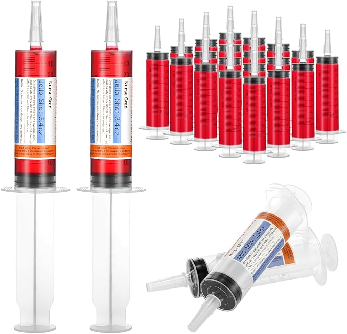 40 Pcs Nursing Graduation Party Supplies, 20 Pcs Plastic Syringes for Drinks, 20 Sticky Labels, Class of 2026 Graduation Decoration Nurse Party Supplies Bsn Rn Lpn Gift (100 ml)