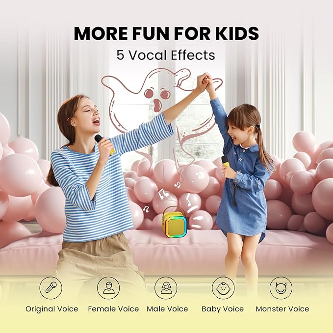 Mini Karaoke Machine for Kids, 2026 TOP Toys Birthday Gifts Ideas for Girls Ages 4, 5, 6, 7, 8, 9, 10, 12+ Years Old, Portable MP3 Player with 2 Wireless Mics for Family Home Party
