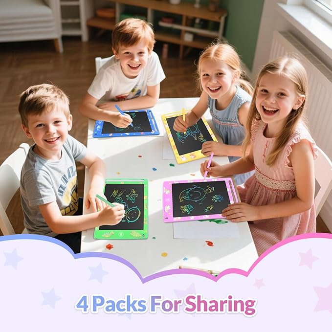 4 Pack LCD Writing Tablet for Kids 8.5 Inch Colorful Electronic Writing Drawing Pads Portable Doodle Board Gifts Travel Toys for Kids Boys Girls 3 4 5 6 Year Old