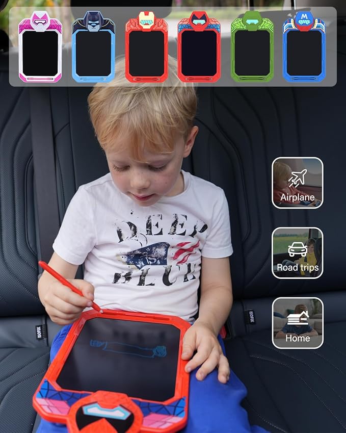 LCD Writing Tablet for Kids 10 Inch Green Giant Power Hero for Toddler 3 4 5 6 - Paint, Doodle Board, Drawing Pad - Travel Toys, Road Trip Car Activities, Birthday Christmas Gift Boys & Man