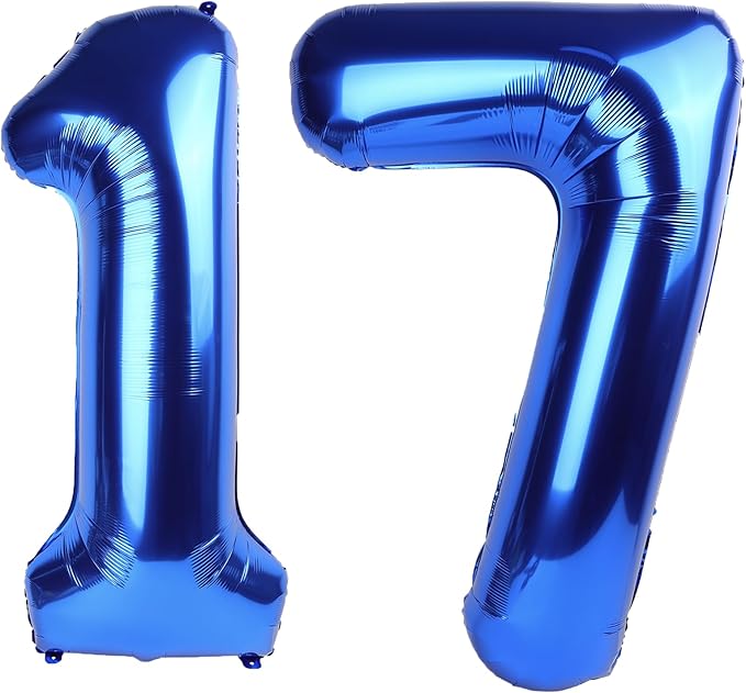 40 Inch Navy blue Number 17 Digital Balloon,Jumbo Mylar Foil Helium Balloon for 17 Balloons for Birthday Party,Wedding Anniversary Party Decorations