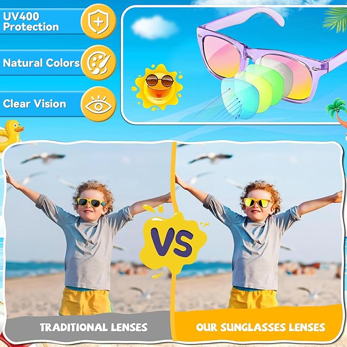 GKTZ Kids Sunglasses Party Favors - Boys Girls Valentines Day Gifts, Neon Sunglasses with UV 400 Protection for Kids Classroom Favors Birthday Goodie Bags Stuffers - 32 Packs