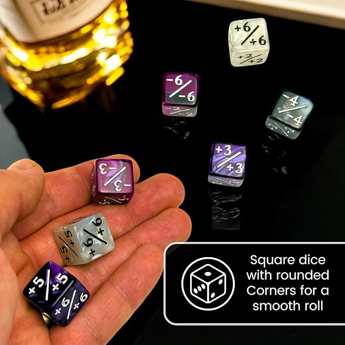 Luck Lab MTG Magic Life Counter Dice, 48 PCS - Compatible w/Magic Card Game Accessories, CCG Creature Stats w/ 2 Dice Bags (Purple Pearl, Purple Swirl, White Pearl, Black Pearl)