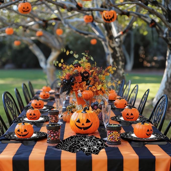 80 Pcs Halloween Spider Web Tableware Party Supplies - Disposable Dinnerware Set with Paper Plates, Napkins, and Forks for Spooky Halloween Party Supplies, Birthday Decorations Serves 20