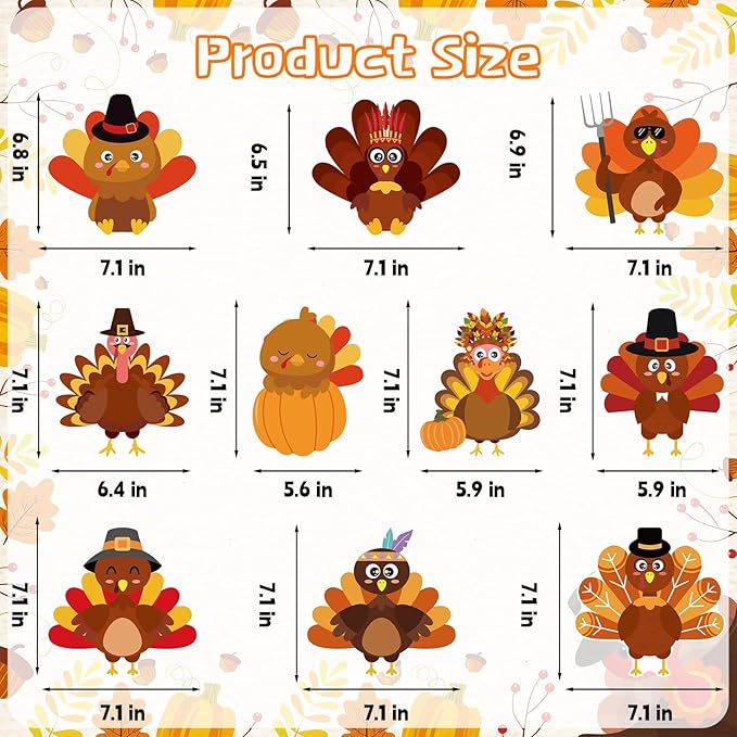 40Pcs Thanksgiving Turkey Hanging Swirl Decorations, Cute Turkey Ceiling Hanging Swirls Streamers for Thanksgiving Party Decor