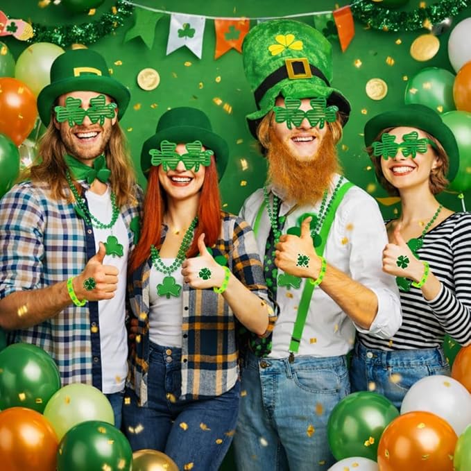 Max Fun 188Pcs St Patricks Day Accessories Party Favors Set, Saint Patricks Day Decorations Irish Decor for Kids, Green Beads Shamrock for Parades Party Supplies