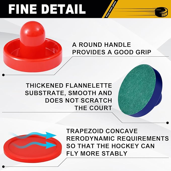 Air Hockey Pushers and Air Hockey Pucks, Indoor Games Goal Handles Paddles Replacement Accessories Set for Game Tables Equipment
