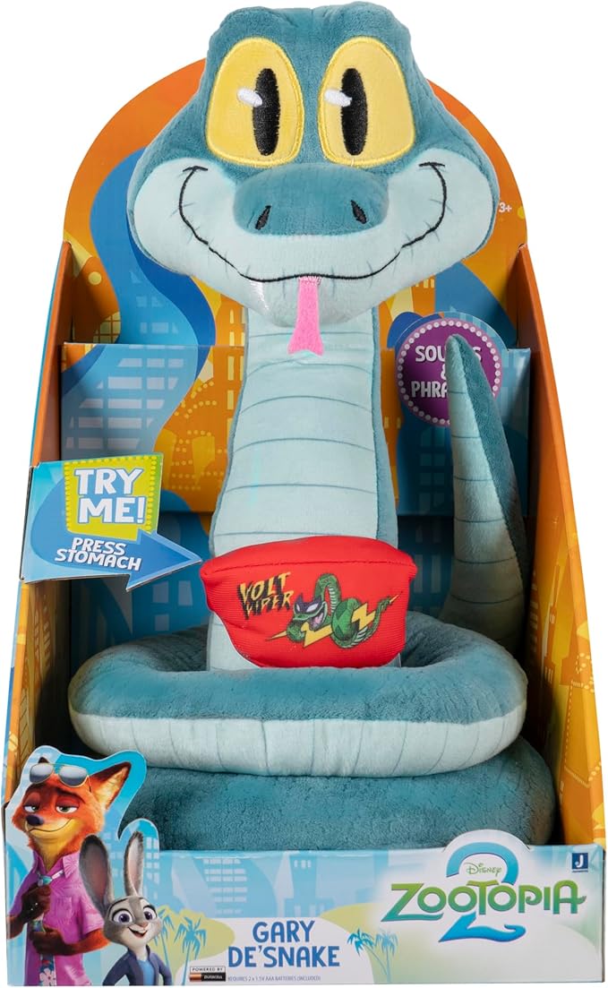 Disney’s Zootopia 2 12” Feature Plush Gary De’Snake - Sounds and Phrases - Plush Toys for Kids and Preschoolers - Suitable for Ages 3 +
