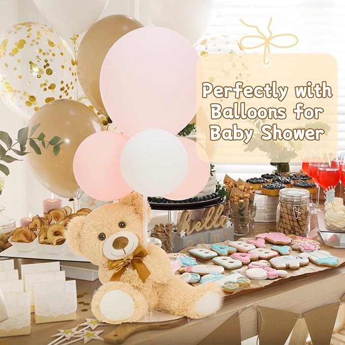 MorisMos 3Pcs Teddy Bears Bulk Baby Shower, 14inch Cute Teddy Bear Stuffed Animals Plush, Small Stuffed Bears on Centerpiece Baby Shower, Brown