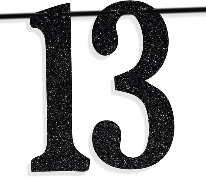 Black Glitter Look at You Turning 13 & Sh*t Banner, Happy 13th Birthday/Level 13 Unlocked/Cheers to 13 Years, Funny 13th Birthday Party Decorations Supplies