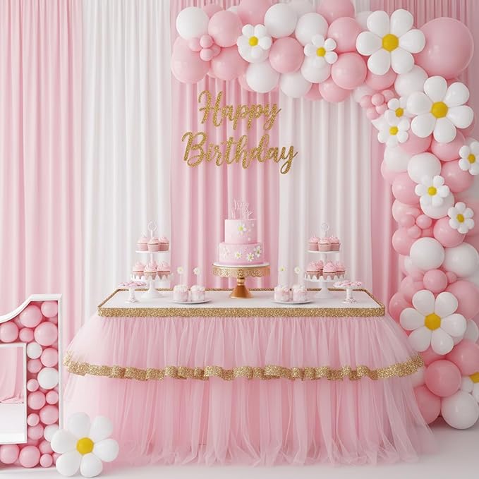 RUBFAC White and Pink Balloons 129pcs Different Sizes Pack of 18 12 10 5 Inch, Latex Baby Pastel Pink Balloon Garland Arch Kit for Birthday Party Wedding Anniversary Baby Shower Gender Reveal