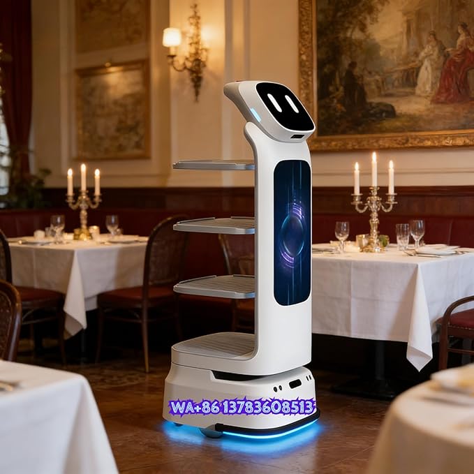 Autonomous Commercial Robot for Food Delivery in Restaurants & Cafes, Multi-Tray Smart Delivery Robot with Navigation & Obstacle Avoidance Technology for Efficient Service Operations