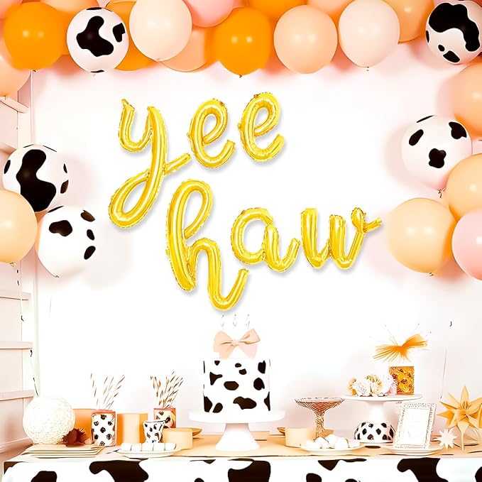 Birthday Party Balloons Yee Haw Balloons Gold Yee Haw Banner for Western Cowboy Birthday Decorations