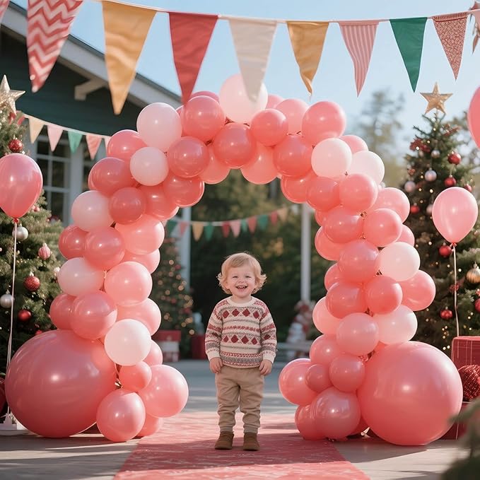 134Pcs Dusty Pink Balloons Different Sizes 5 10 12 18 Inch Retro Pink Latex Balloon for Birthday Wedding Baby Shower.