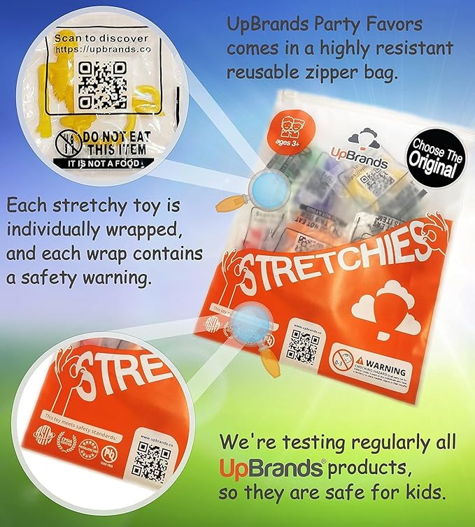 UpBrands 60 Stretchy Skeleton Toys – Safe Bulk Party Favors, Mini Skeleton Figurines, Halloween Toys Bulk for Kids, Spooky Decorations and Trick-or-Treat Supplies