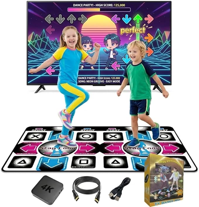 Dance Mat for Kids,Dancing Mat for Family with Interactive Dance Pad Games, HD Plug & Play TV Dance Game Console, for Kids,Birthday Gift for Girls