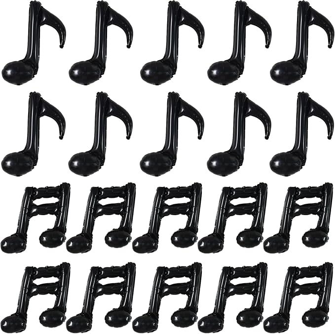 TONIFUL 20pc Music Note Balloons - Black Music Notes Party Decorations - Aluminum Foil Balloons for Birthday, Baby Shower Celebrations